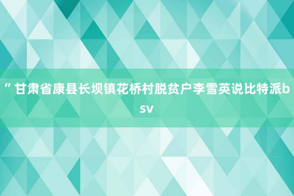 ”甘肃省康县长坝镇花桥村脱贫户李雪英说比特派bsv