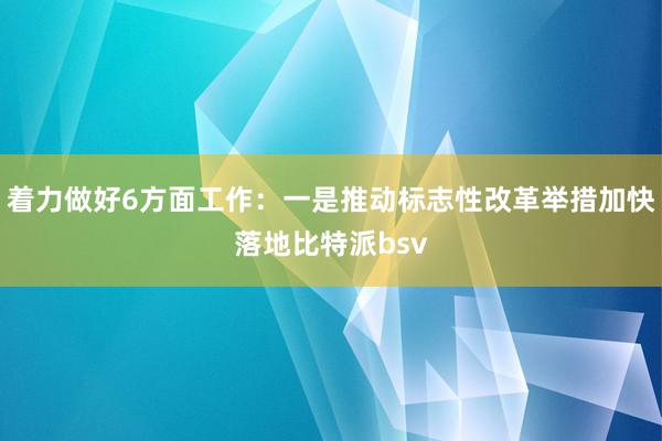 着力做好6方面工作：一是推动标志性改革举措加快落地比特派bsv