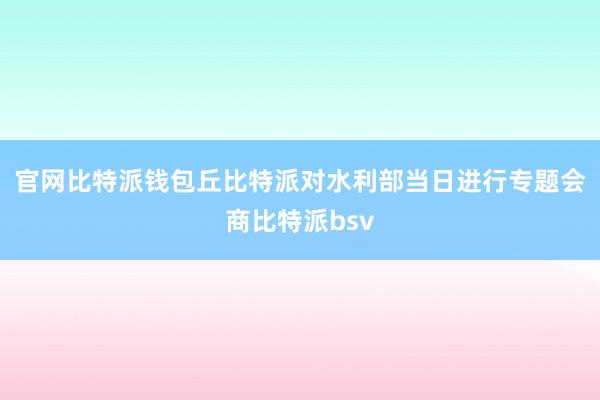 官网比特派钱包丘比特派对水利部当日进行专题会商比特派bsv