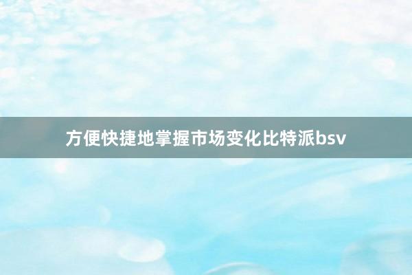 方便快捷地掌握市场变化比特派bsv