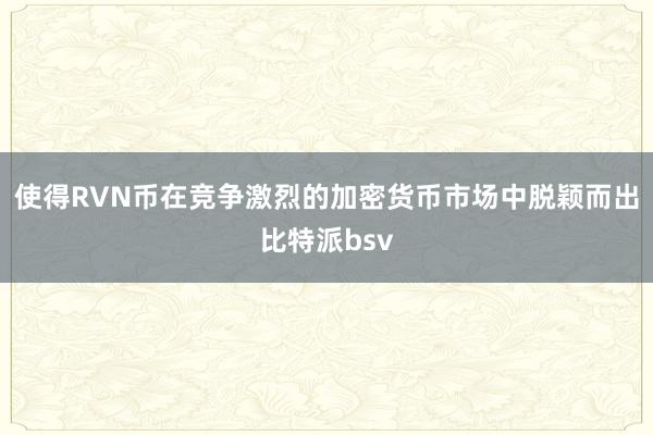 使得RVN币在竞争激烈的加密货币市场中脱颖而出比特派bsv