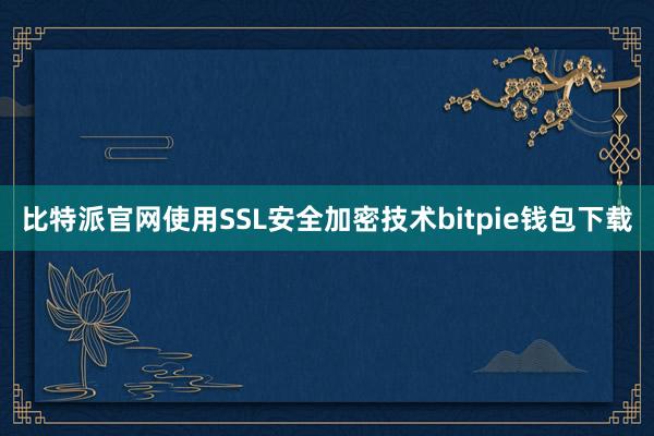 比特派官网使用SSL安全加密技术bitpie钱包下载