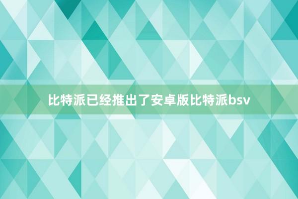 比特派已经推出了安卓版比特派bsv