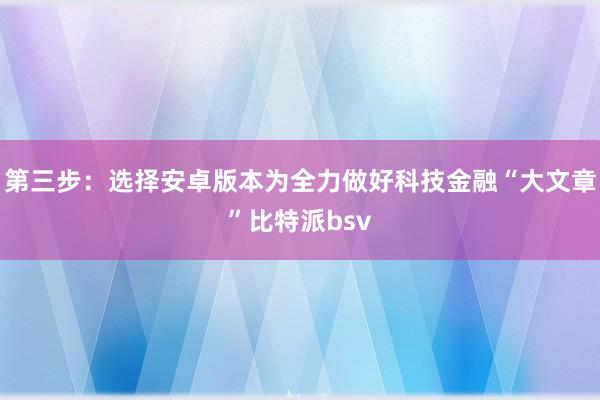 第三步：选择安卓版本为全力做好科技金融“大文章”比特派bsv