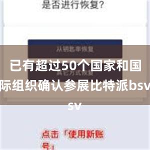 已有超过50个国家和国际组织确认参展比特派bsv